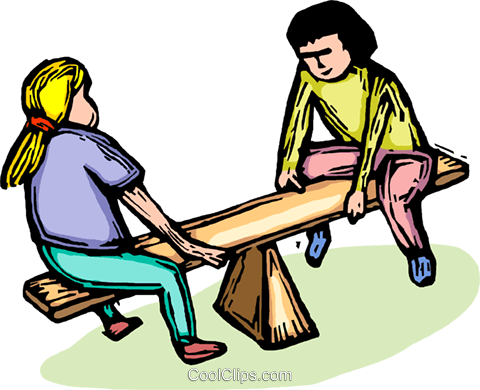 Children Playing On A Teeter-totter Royalty Free Vector - Clip Art (480x390)