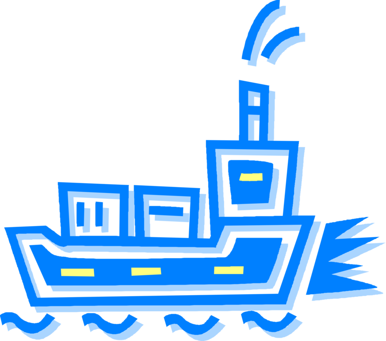 Cargo Ship Royalty Free Vector Clip Art Illustration - Cargo Ship Royalty Free Vector Clip Art Illustration (794x700)