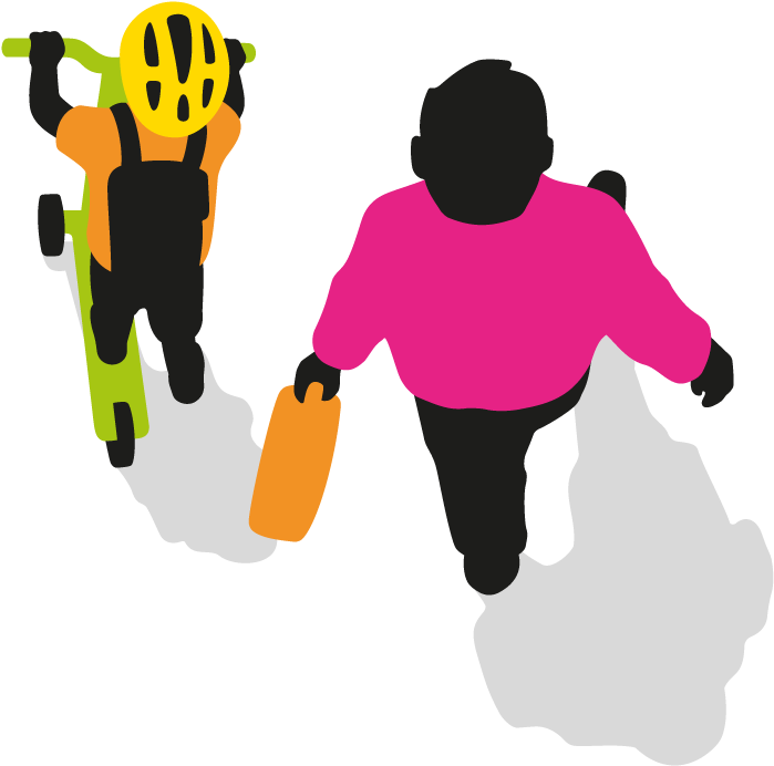 Parent And Child Scooting - Illustration (1250x1250)