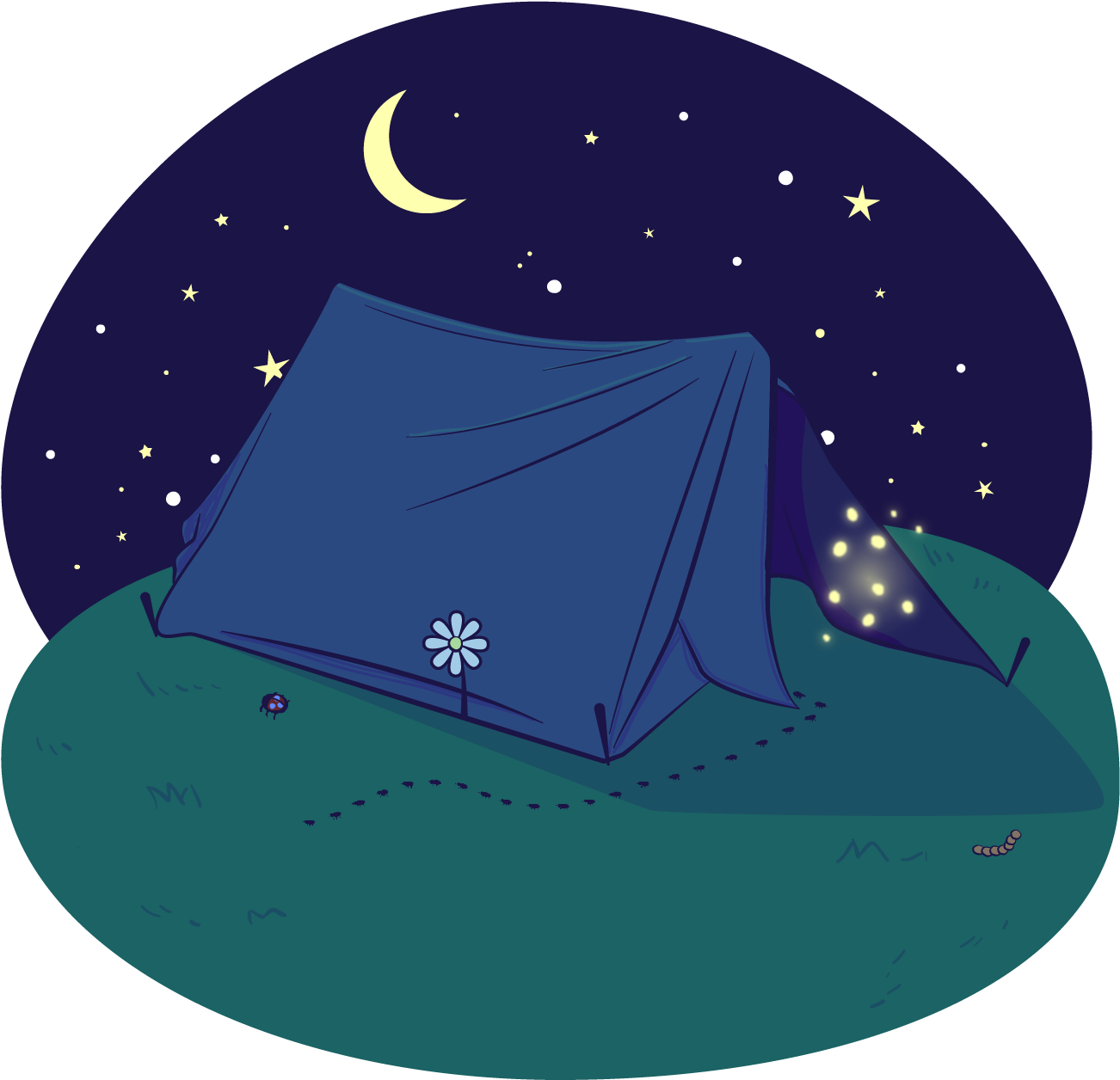 Tent Illustration Outdoors Transprent - Night Camping Png (1500x1500)