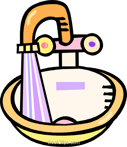 Sink And Faucet Royalty Free Vector Clip Art Illustration - Spüle Clipart (415x480)