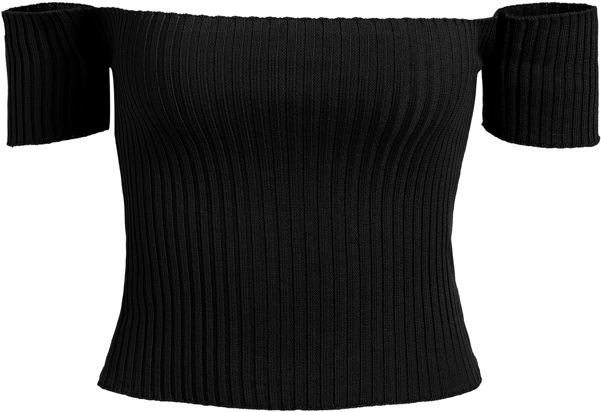 Clip Art Rib Knit Off The Crop Top In - Off The Shoulder Top Transparent (1200x1596)