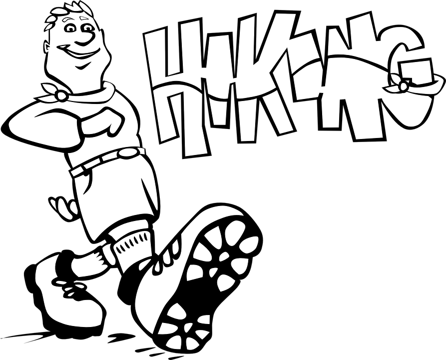 Hiking Clipart Family Hike - Hiking Clipart Black And White (893x720)