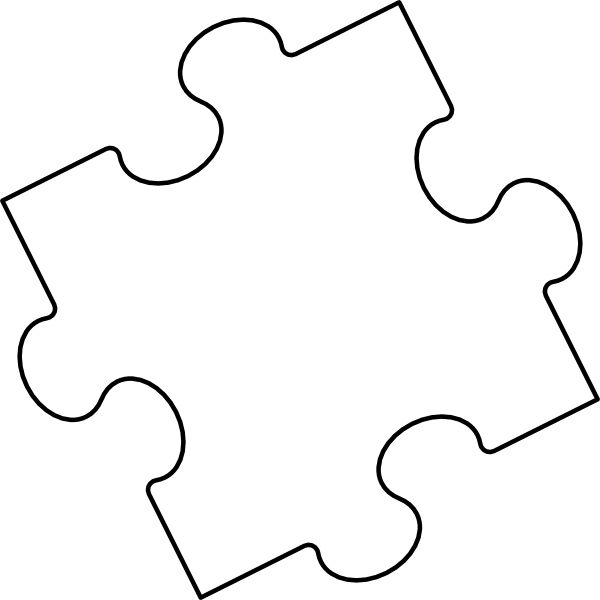 Jigsaw Puzzle Piece Outline Clip Art At Clker Com Vector - White Puzzle Piece With Black Background (600x600)