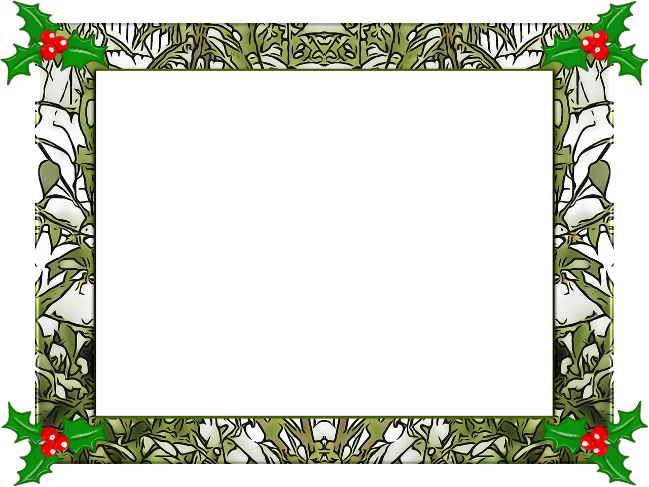 Christmas Frame Christmas Holly - Transparent Png Christmas Photo Frame (1280x960)