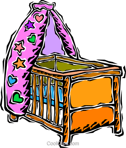 Baby's Crib Royalty Free Vector Clip Art Illustration - Gitterbett Clipart (410x480)