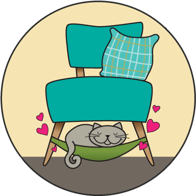 The Cat Crib Is A Space Saving Cat Hammock, Designed - Cat Under The Chair Cartoon (385x410)