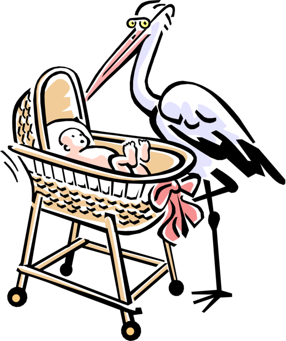 Crib Drawing Vector Clip Stock - Baby Crib Cartoon (587x700)