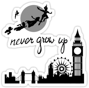 Banner Stock Boy Svg Never Grow Up - Peter Pan London Wall Sticker (375x360)
