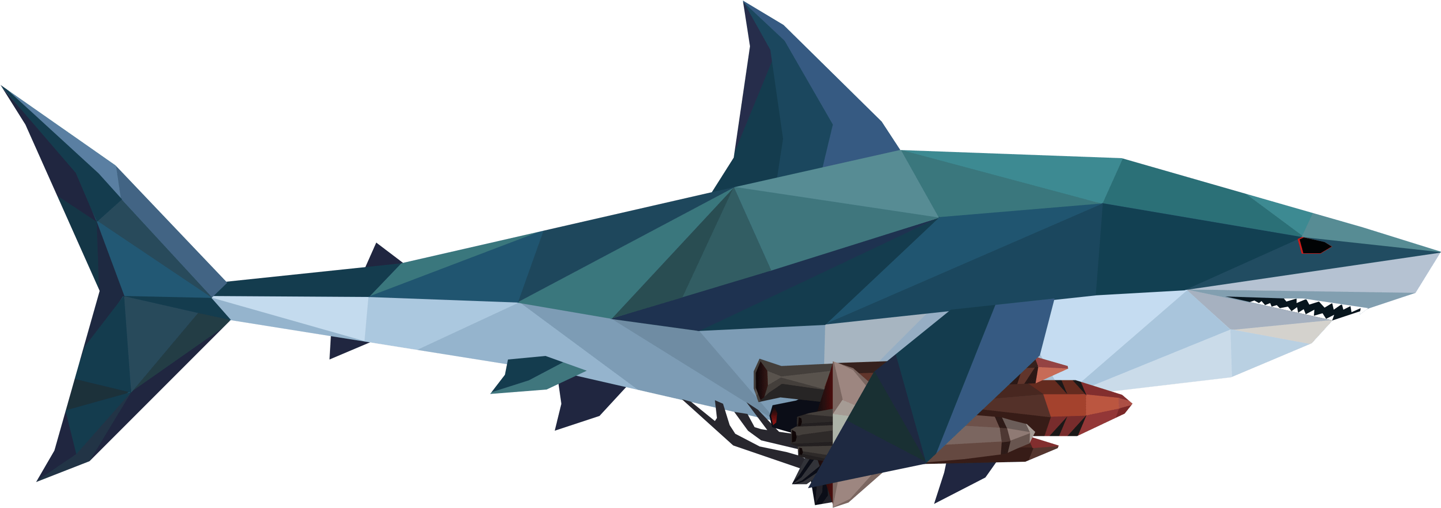 Polygonal 2d Shark - Two-dimensional Space (3000x3000)