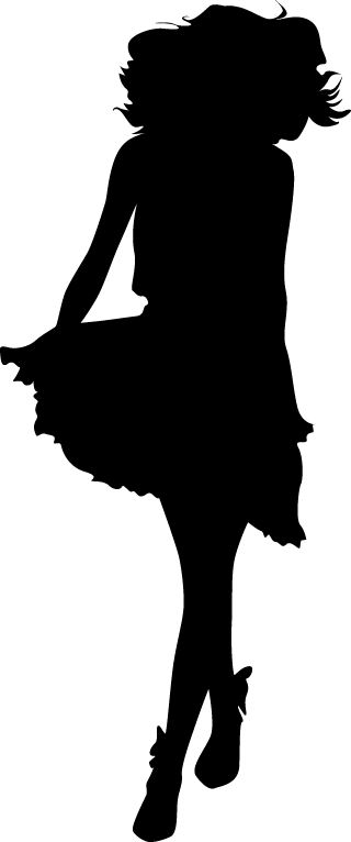 Woman Dress Silhouette Sticker - Girl Silhouette Vector (320x766)