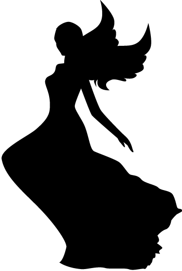 Kids Silhouette Fairy Dress Wall Sticker - Fairy Silhouette (374x556)