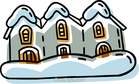 Houses In A Row After A Snow Fall Royalty Free Vector - House (480x292)