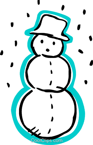 Snowman Wearing A Hat With Snow Falling Royalty Free - Snow (308x480)