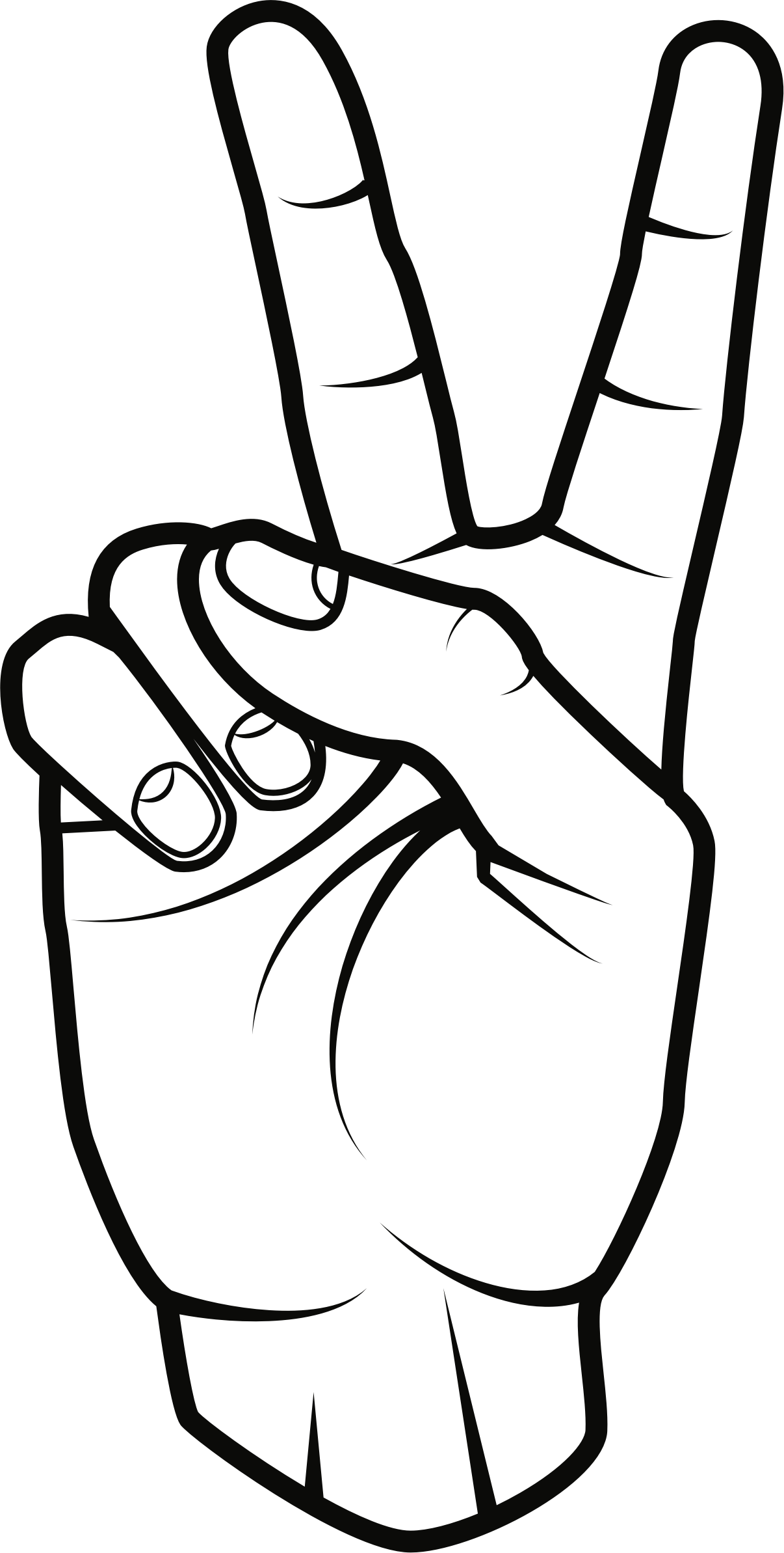 Peace Sign - Hand Clip Art Peace Sign (1206x2386)