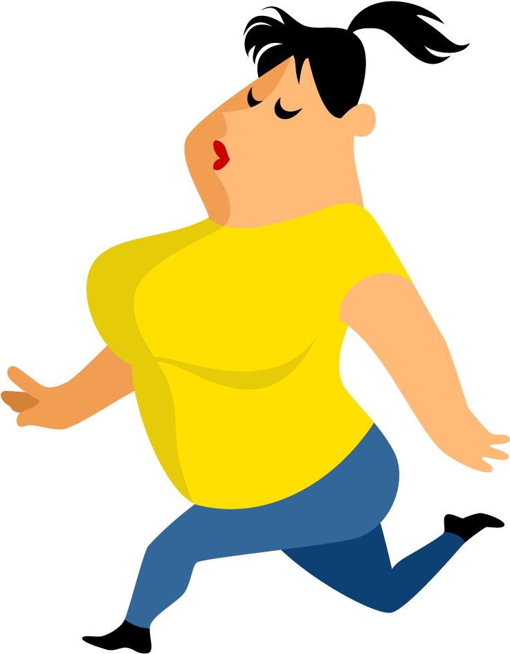 Running Illustration Yellow Obese - Cartoon Obese People (1010x1010)