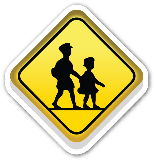 Children Crossing Emoji Stickers, Emoticon, Smileys, - 学校 幼稚園 保育 所 あり 標識 (506x528)