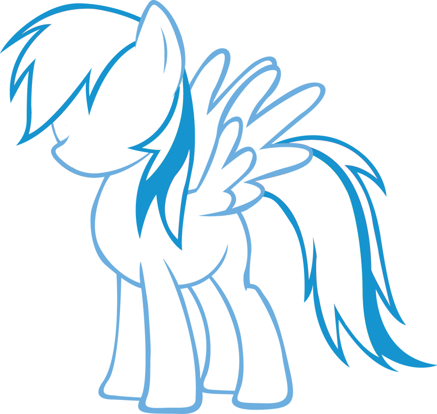 Rainbow Dash Outline Vector By Rdbrony16 - Pony And Rainbow Dash Base (900x852)