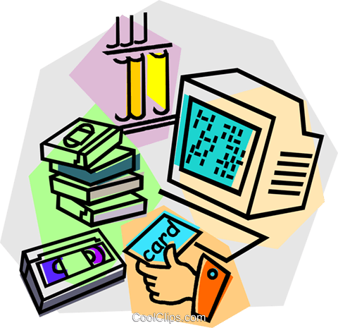 Renting A Movie At The Royalty Free - Videothek Clipart (480x465)