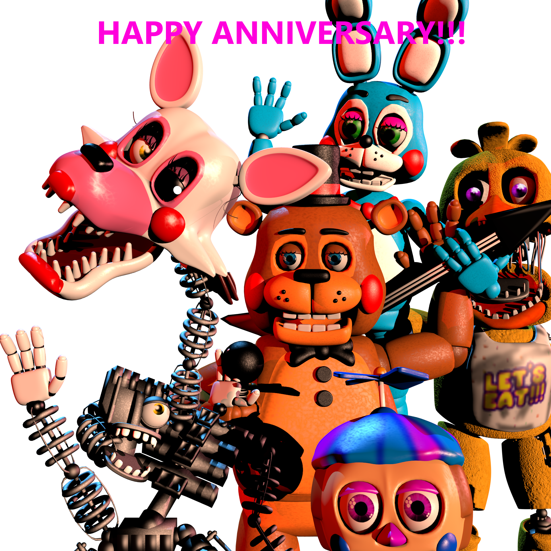 Happy Anniversary Fnaf 2 - Cartoon (1920x1920)