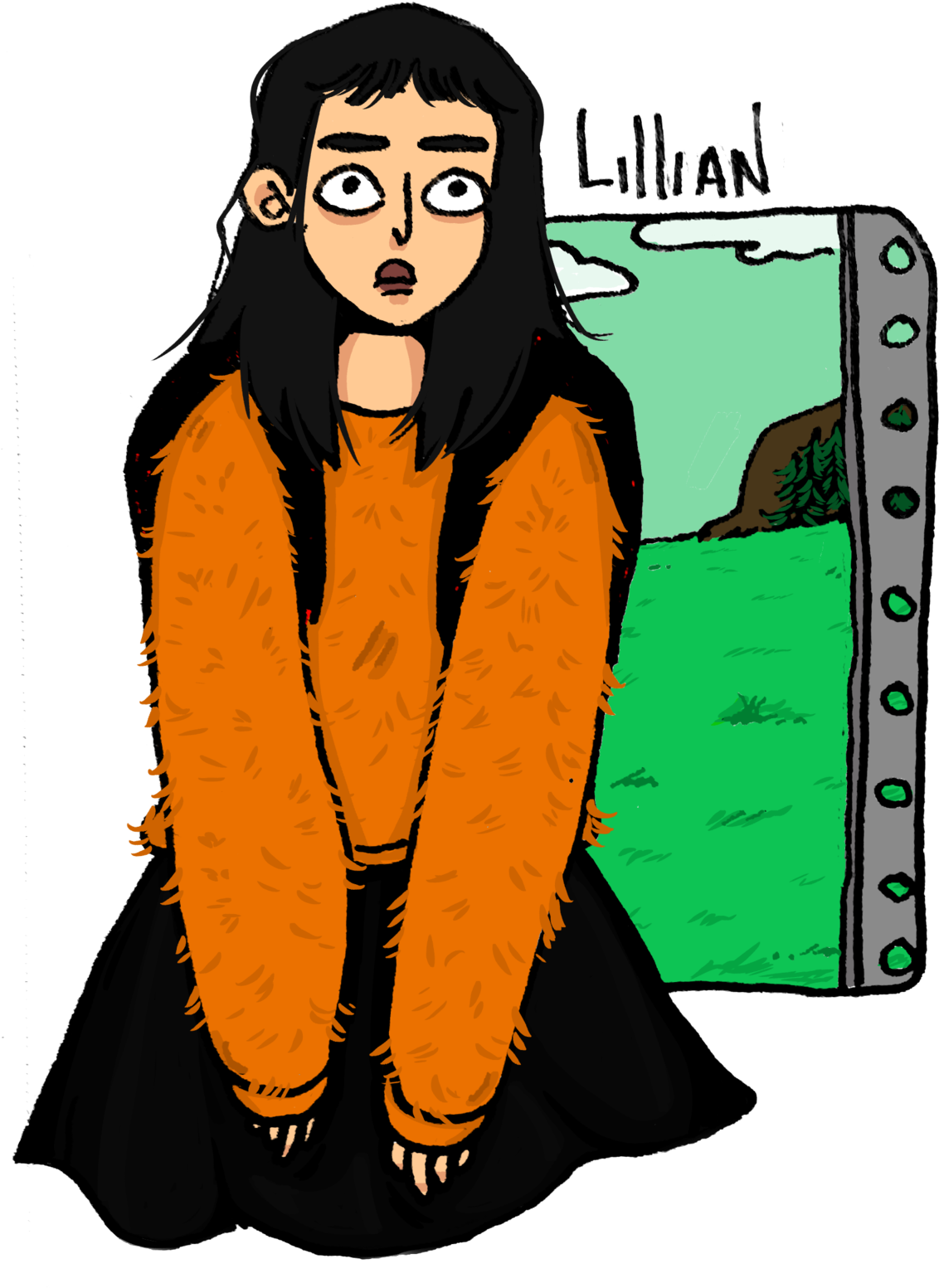 My Name Is Lillian And I Wait At The Bus Stop At - Illustration (1280x1717)