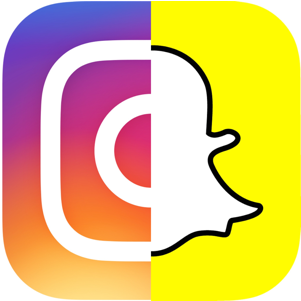 Instagram Clipart Snapchat - Snapchat Instagram Logo Png (597x331)