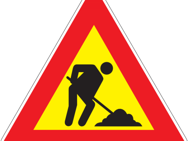Symbol Clipart Construction - Right Bend Road Sign (640x480)