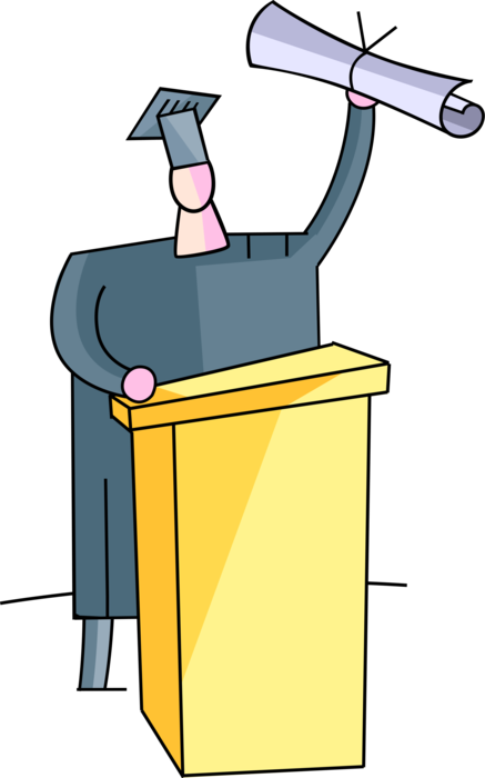 Vector Illustration Of High School, College And University - Graduation Ceremony (437x700)