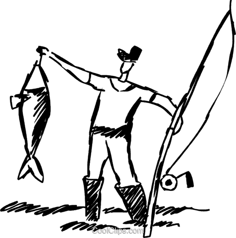 Fisherman With The Catch Of The Day Royalty Free Vector - Illustration (476x480)