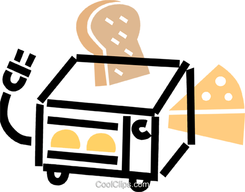 Small Oven With Cheese And Bread Royalty Free Vector - Oven Toaster Cartoon (480x375)