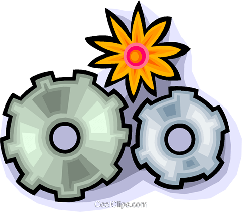 Gears Of Progress And Nature Royalty Free Vector Clip - Illustration (480x420)