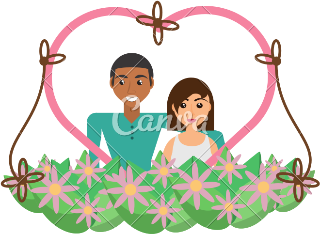 Couple With Heart Frame - Clip Art (800x800)