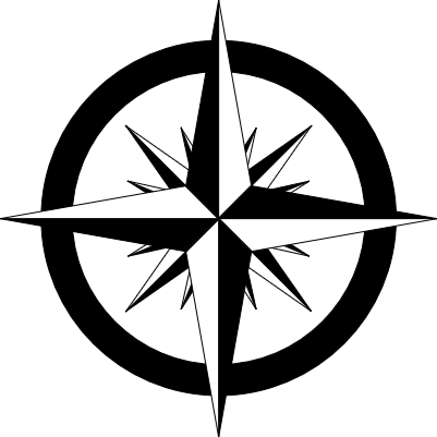 The News Navigator - Compass Rose Black And White (401x401)