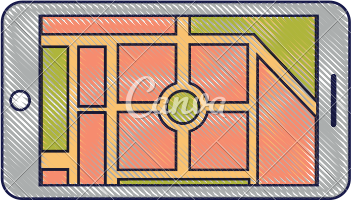 Smartphone With Navigator Map Location - Vector Graphics (800x800)