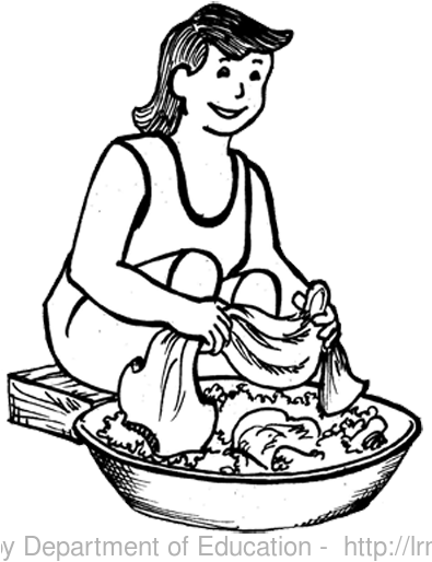 Laundry Drawing Clean Clothes - Washing Clothes Black And White (395x521)