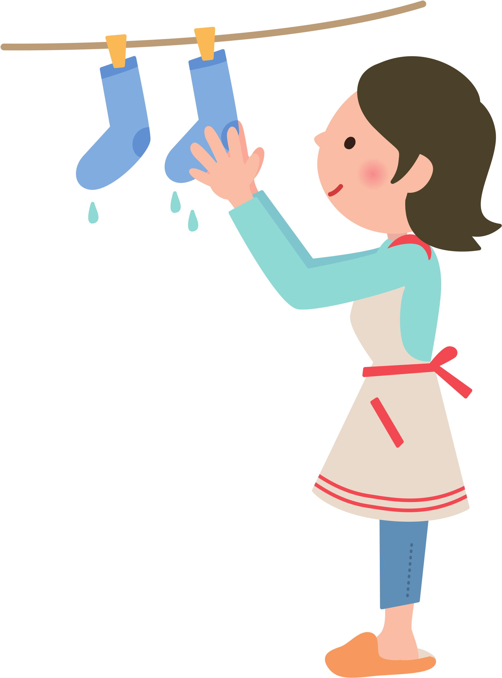 Clip Art Freeuse Stock Woman Hanging Out On The Clothesline - Clipart Of Hanging Laundry (1785x2400)