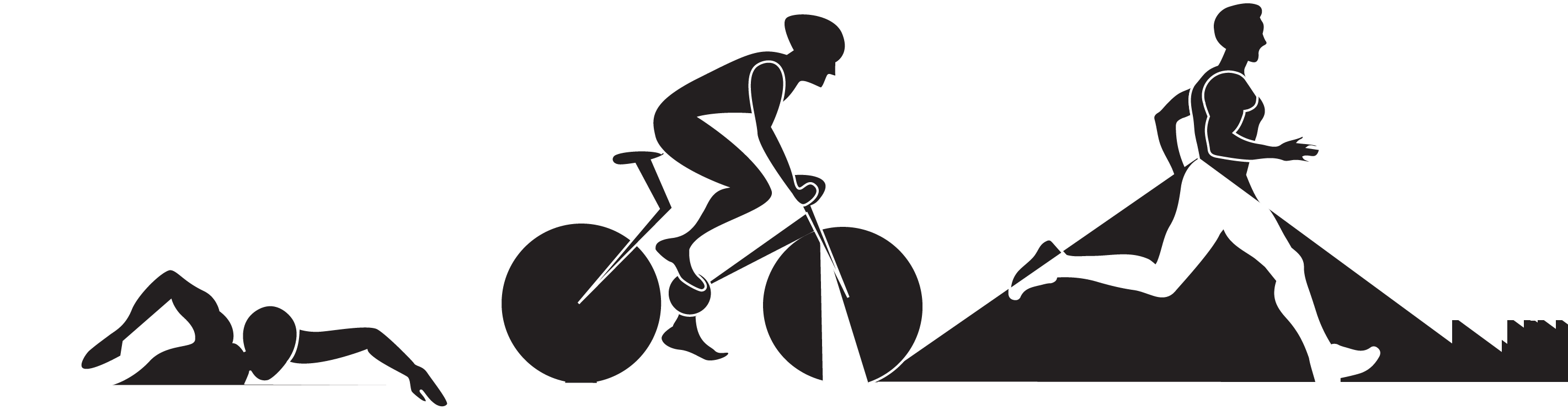 Rider Clipart Bike Rally - Swim Bike Run Silhouette (2841x776)