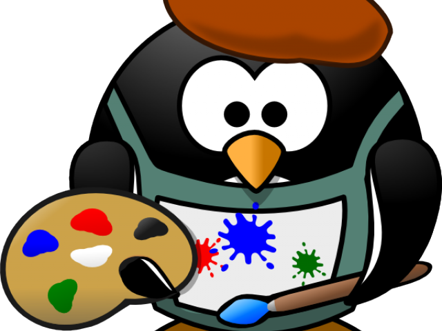 Penguin Clipart Artist - Paint Palette Clipart (640x480)