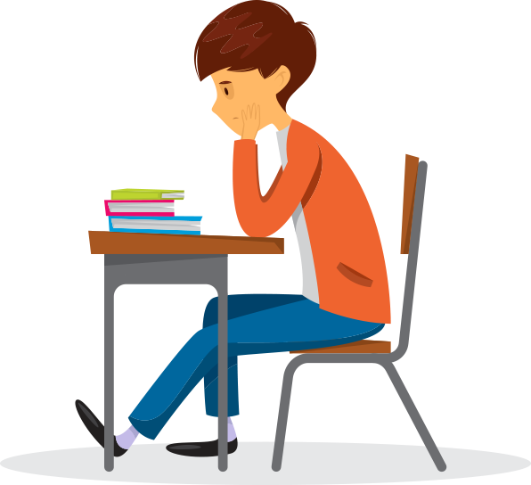 How To Help Your Students Find And Maintain Enthusiasm - Cartoon Students Sitting At Desk (596x544)