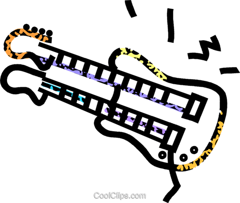 Double Electric Guitar Royalty Free Vector Clip Art - Double Electric Guitar Royalty Free Vector Clip Art (480x407)