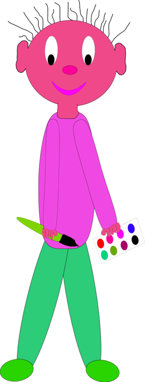 Boy Carrying Paintbrush Vector Clip Art - Clip Art (300x787)