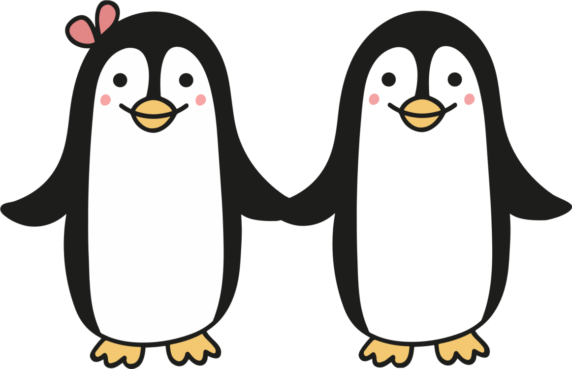 Penguin T-shirt Drawing Cuteness Love - Penguin Couple Clipart (1162x750)