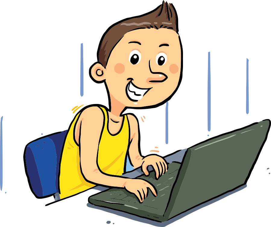 Clipart Black And White Download Internet Online Men - 上网 卡通 (899x753)