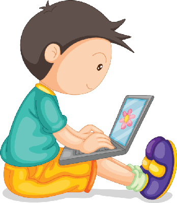 Laptop Clipart Boy - Boy With Laptop Clipart (348x399)