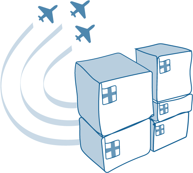 An Illustration Of A Stack Of Boxes Marked With A Hospital - Hospital (900x601)