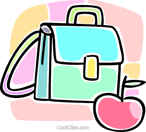 School Bag And An Apple Royalty Free Vector Clip Art - School Bag And An Apple Royalty Free Vector Clip Art (480x434)