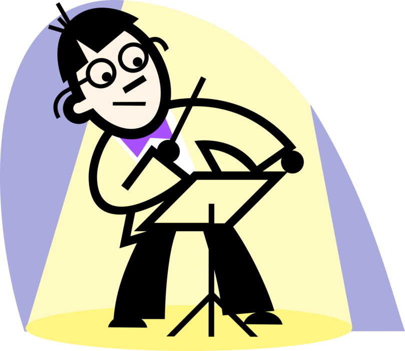 Orchestra Conductors Royalty Free Vector Clip Art Illustration - Kid Speaking (809x700)