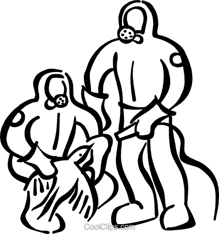 People In Toxic Waste Suits Royalty Free Vector Clip - Illustration (449x480)