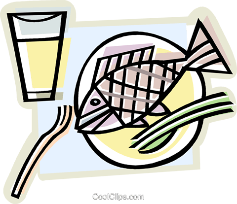 Fish Supper Royalty Free Vector Clip Art Illustration - Meat (480x414)