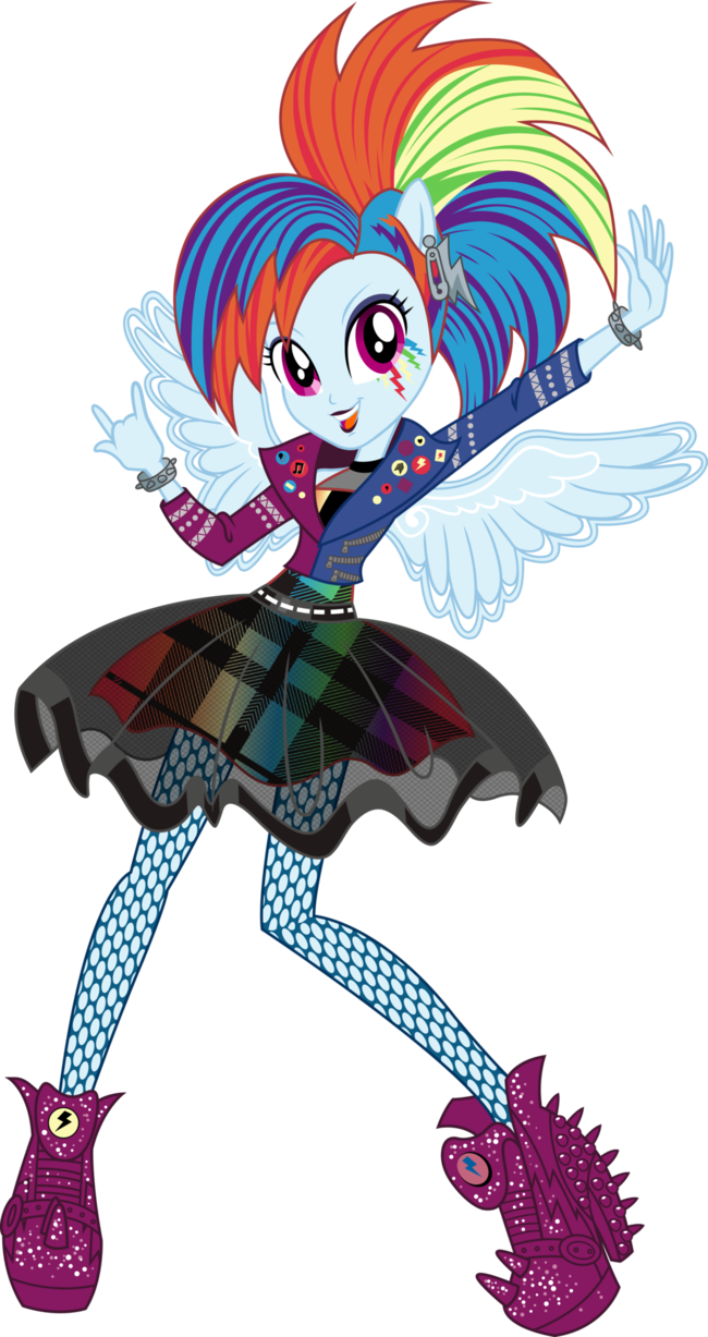 Rockin' Hair Rainbow Dash Vector By Icantunloveyou - My Little Pony Equestria Girls Rainbow Dash Punk (650x1227)